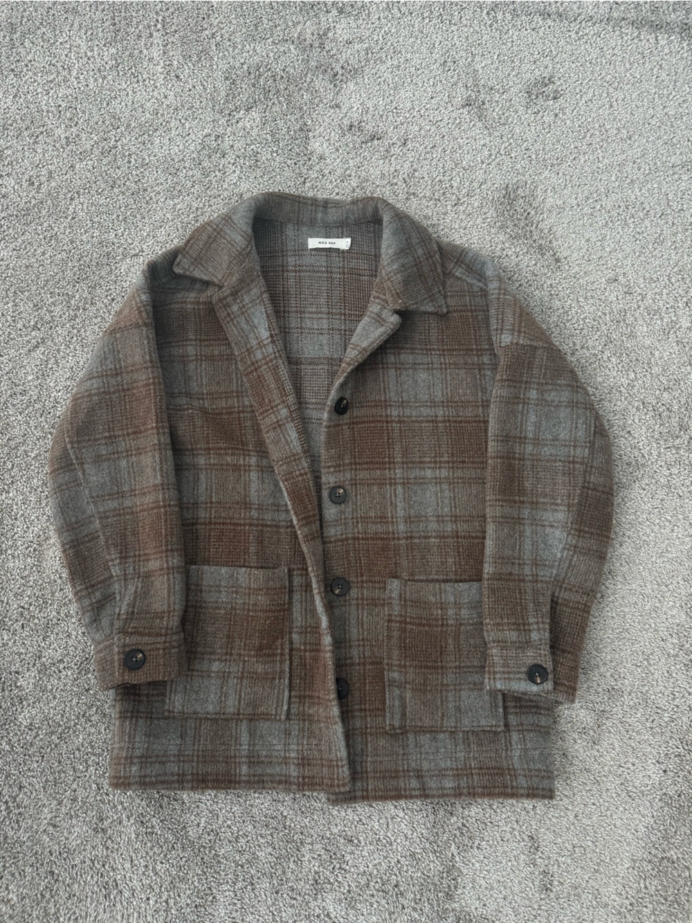 Mod Ref Brown and Gray Plaid Utility Jacket